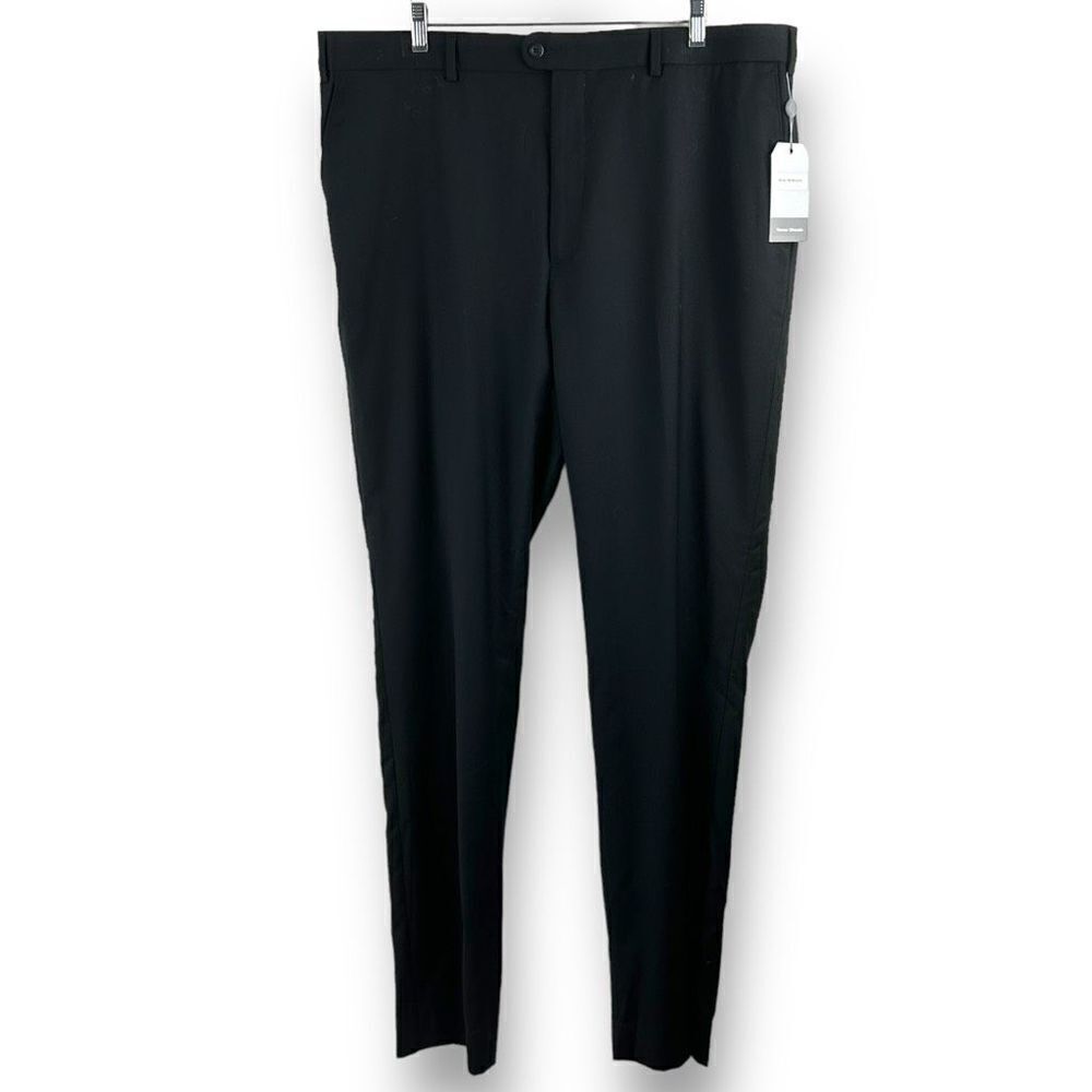 Bensol‎ Men's Size 40x34 Classic Black Pleated Front Dress Trouser Pants